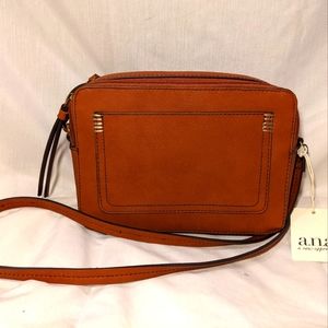 Brown leather double sided purse/handbag crossbody strap by ANABrown purse with